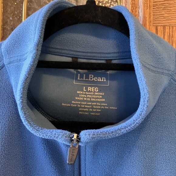 LL Bean Sweater Men’s L Reg Fleece 1/4 Zip Pocket Jacket 280962 Blue - Picture 2 of 6